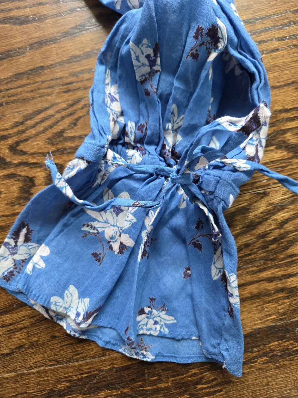 FREE PEOPLE Amanda Blue Floral Ruffle Wrap Top Cotton
